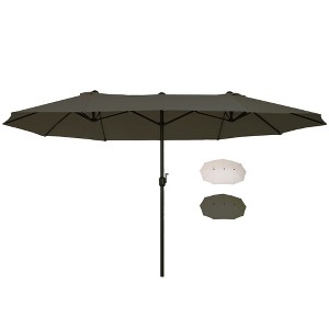 Aghana Digitals 15ft Cream White Double-Sided Patio Umbrella with Crank Handle - UV Protection, - 1 of 4