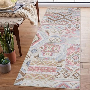 Vintage Area Rug Bohemian Washable Rug Soft Low Pile Rugs for Living Room Bedroom Dining Room - 1 of 4