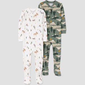 Carter's Just One You® Toddler Boys' 2pk Cotton Long Sleeve Snug Fit Footed Pajama - 1 of 4