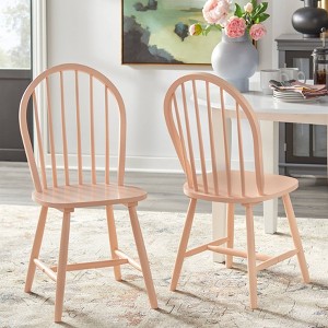 Buylateral Set of 2 Farmhouse Solid Wood Spindle Windsor Dining Chairs - 1 of 4