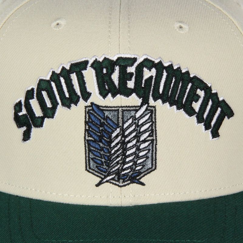Attack on Titan Adult Scout Regiment Embroidered Snapback Hat for Men and Women Beige, 5 of 8