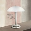 360 Lighting Deco Modern Accent Table Lamp 17" High Brushed Steel Touch On Off White Glass Dome Shade for Bedroom Bedside Nightstand Office Family - 2 of 4