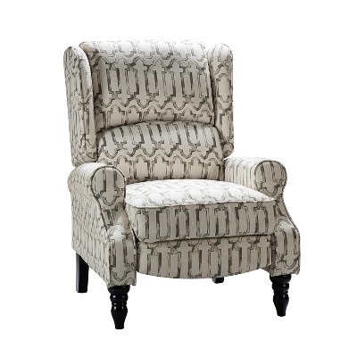 Asikli Contemporary Manual Modern Wingback Recliner with Rubber Wood Legs | Karat Home-Grey