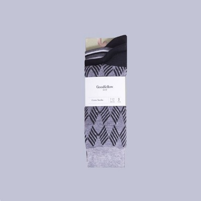 Men's 3pk Geo Gifting Socks - Goodfellow & Co™ Gray 10-13