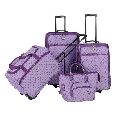 large purple luggage