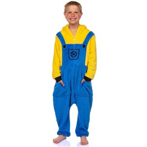 Minions Boys' Kigurumi Union Suit Fleece Pajamas – Stuart & Kevin Designs - 1 of 4