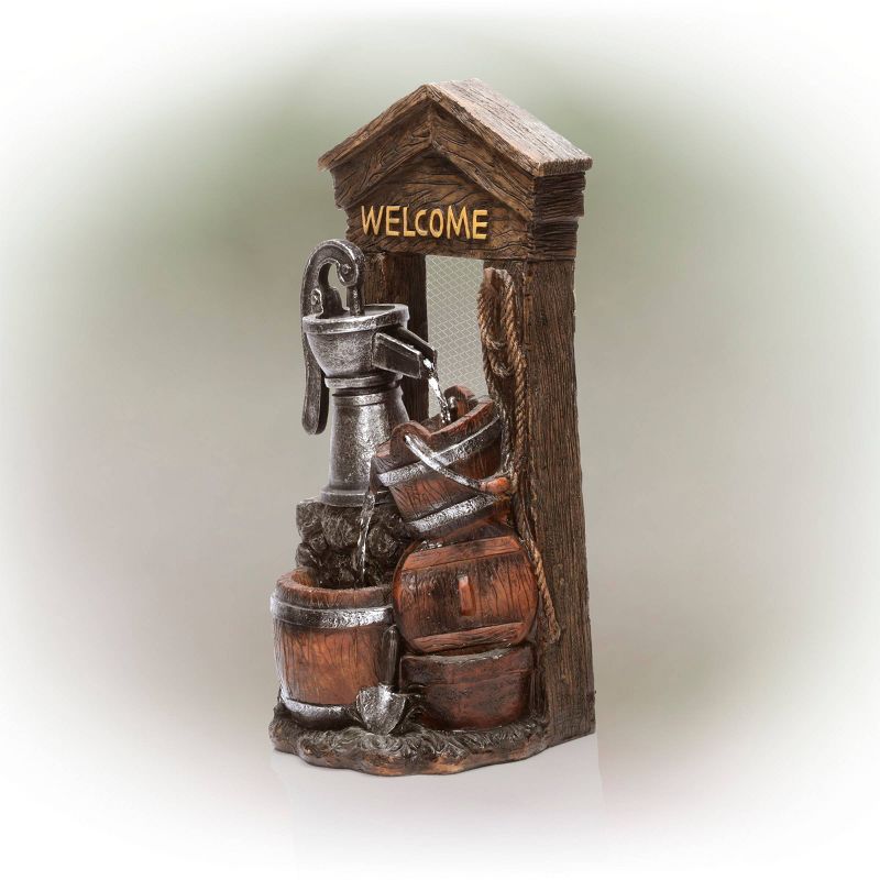 24&#34; Glossy 3 Tier Welcome Barrel Fountain With Water Pump - Alpine Corporation, 1 of 7