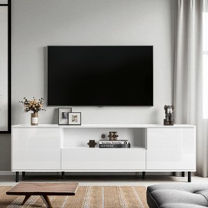 Mshliw 63" High Gloss Modern TV Stand, Entertainment Center with Storage Shelves and Cabinets, Media Console for 70" TV, Living Room or Bedroom - 1 of 4