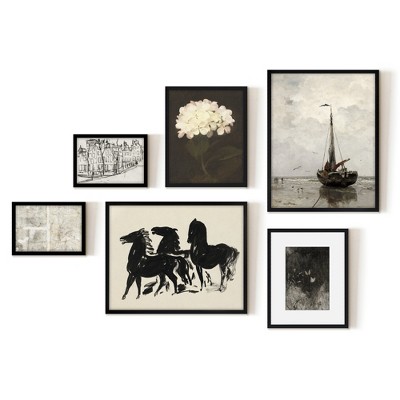 Americanflat 6 Piece Vintage Gallery Wall Art Set - Black Horses ...