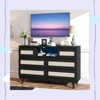 Garvee Modern Rattan Dresser with LED Lighting & Charging Station - 6 Drawer Storage Cabinet - 2 of 4