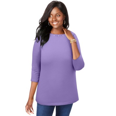Jessica London Women's Plus Size Stretch Cotton Boatneck Tunic