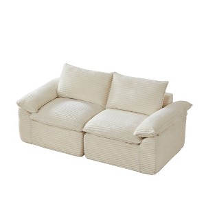 Dexmalle Modern Corduroy Comfy Loveseats Sofa,White - 1 of 4