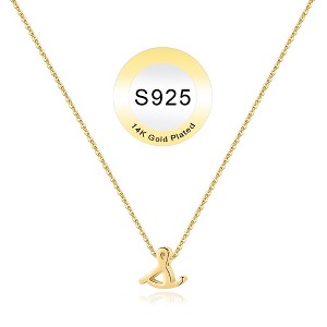 Turandoss S925 Sterling Silver Initial Necklace for Women Girls, Dainty 18K Gold Letter Necklace, Gold Jewelry for Women, Gifts for Girls, 16+3Inches - 1 of 4