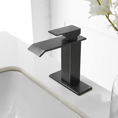 Oil Rubbed Bronze Modern Waterfall Single Hole Bathroom Faucet