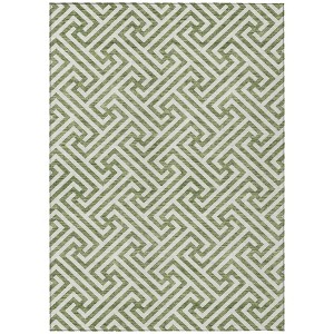 Green And Beige Geometric Washable Indoor Outdoor Area Rug - 1 of 4