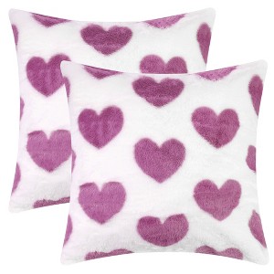 Unique Bargains Heart Pattern Soft Cozy Plush Throw Pillow Covers 2 Pcs - 1 of 4