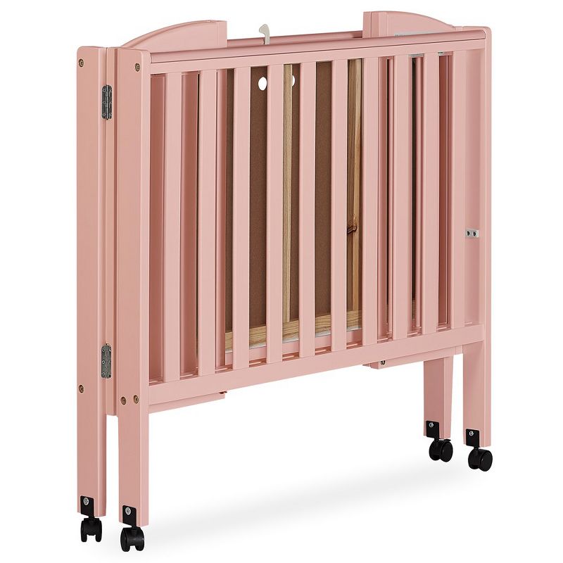 Dream On Me 2 in 1 Folding Portable Crib, Dusty Pink, 4 of 10