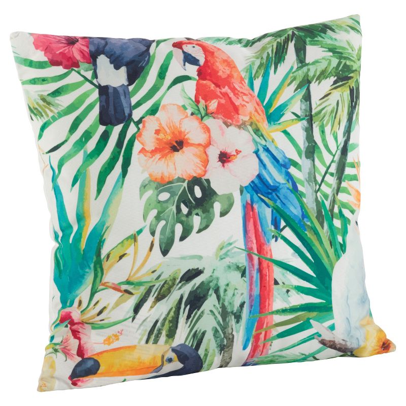 18&#34;x18&#34; Tropical Parrot Print Poly Filled Throw Pillow - Saro Lifestyle, 1 of 5