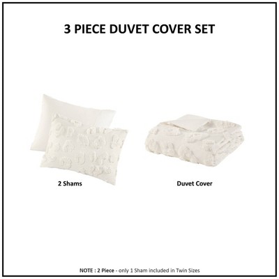 Off-White Animal Chenille Full/Queen Duvet Cover Set