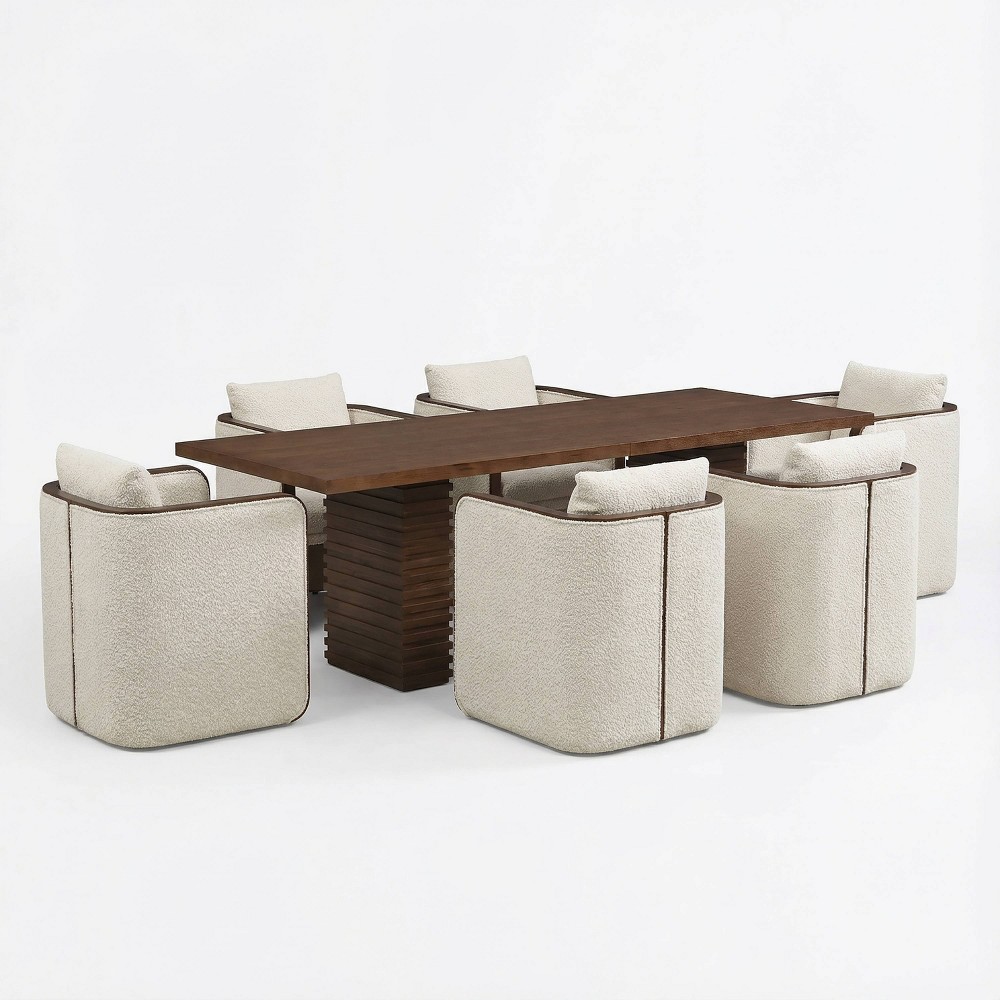Christopher Knight Home Modern 7-Piece Rectangular Dining Set Almond
