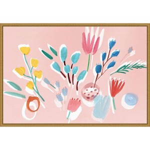 23" x 16" Flowing Florals by Isabelle Z Framed Canvas Wall Art - Amanti Art: Modern Lithograph, Vertical, Sawtooth Back - 1 of 4