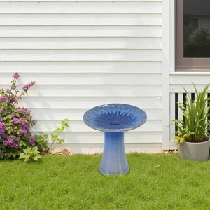 Wooakway 17" Dia Outdoor Indoor Ceramic Planter Pot Decorative Planter with Drainage Hole Patio Flower Pot - 1 of 4