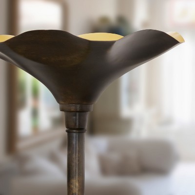 Antique Bronze and Gold Metal Candlestick Floor Lamp, 62.5"