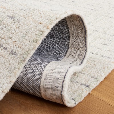 Ivory and Light Grey Hand-Tufted Wool Abstract Rug - 5' x 8'
