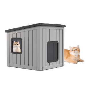 PAGED Outdoor Cat Crate with Leak-Proof Design,All-Weather Slanted Roof Cat House for All Seasons,Pet Furniture for Porch - 1 of 4