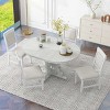 Dining Sets Round, Dining Sets 5 Piece, Dining Set Solid Wood With 16'' Leaf And 4 Upholstered Chairs, Extendable Dining Table Set-Cuddlewood - 3 of 4