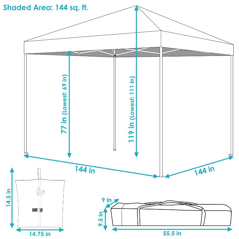 Sunnydaze Standard Pop-Up Canopy with Carry Bag and Sandbags, 3 of 13