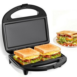OSTBA/YASHE 2-Slice Sandwich Maker with Non-Stick Plates, Grilled Cheese, Cool-Touch Handle, Indicator Lights, 750W, Compact & Easy to Clean - 1 of 4