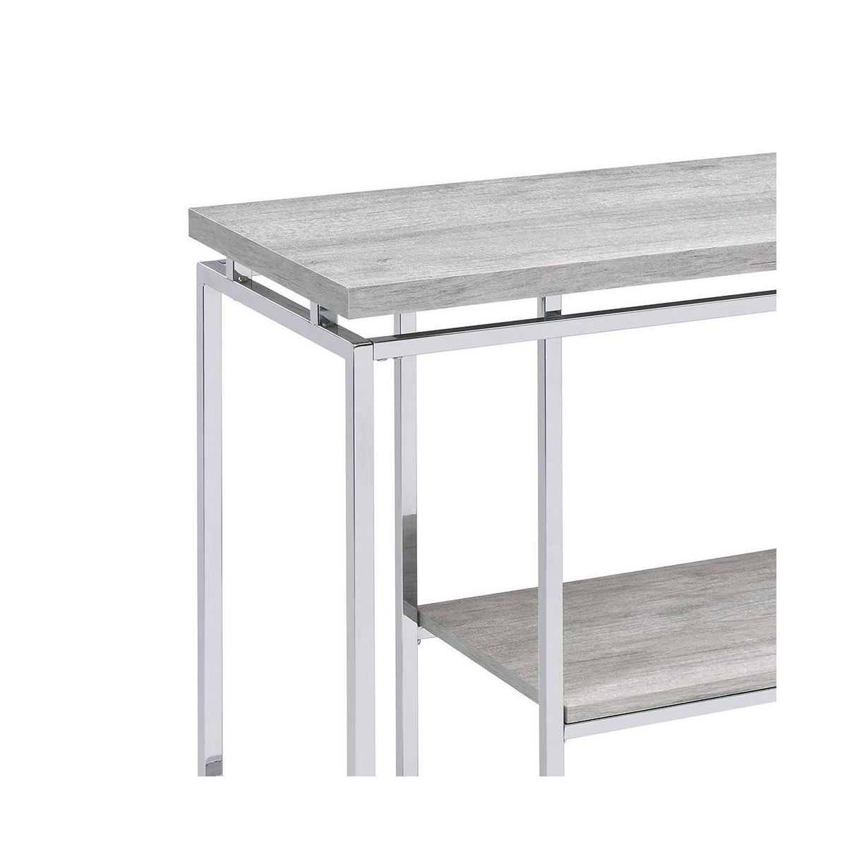 48" Chafik Accent Table Natural Oak/Chrome - Acme Furniture: Contemporary Sofa Table with Shelf - thumbnail 2