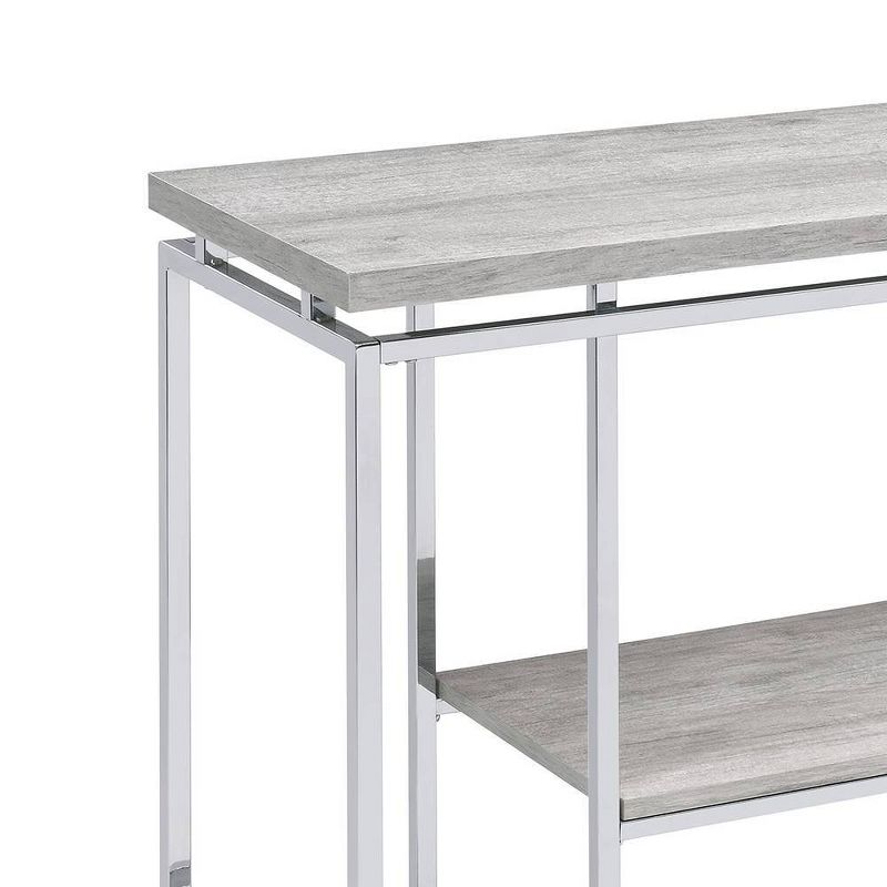48&#34; Chafik Accent Table Natural Oak/Chrome - Acme Furniture, 3 of 7