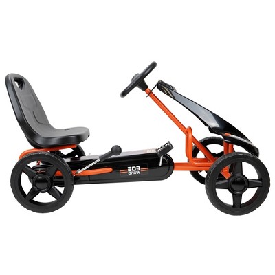 Orange and Black Kids Pedal Go Kart with Sporty Graphics
