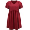 GRACE & GRANDEUR Women's Plus Size V Neck Ruffle Sleeve High Waist Front Embroidered A Line Dresses - 4 of 4