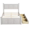 NicBex King Farmhouse Style Wood Panel Bed Frame with 3 Storage Drawers,4 Square Poster Wood Platform Bed Frame,Easy Assembly,White - 3 of 4