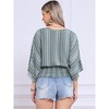 INSPIRE CHIC Women's Summer 3/4 Sleeve V Neck Boho Print Chiffon Smocked Waist Dolman Blouses - 3 of 4