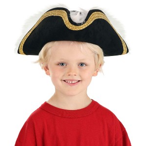 HalloweenCostumes.com Toddler   Elite Captain Hook Toddler Costume Hat, Black/White/Purple - 1 of 4