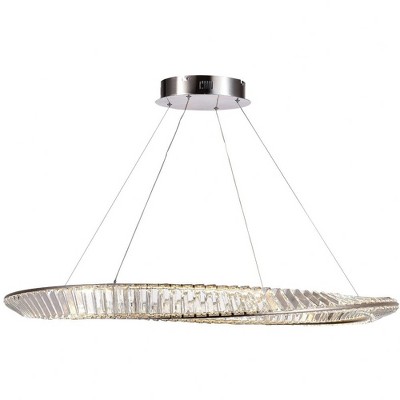 Stella Satin Nickel LED Pendant with Clear Crystal Shade