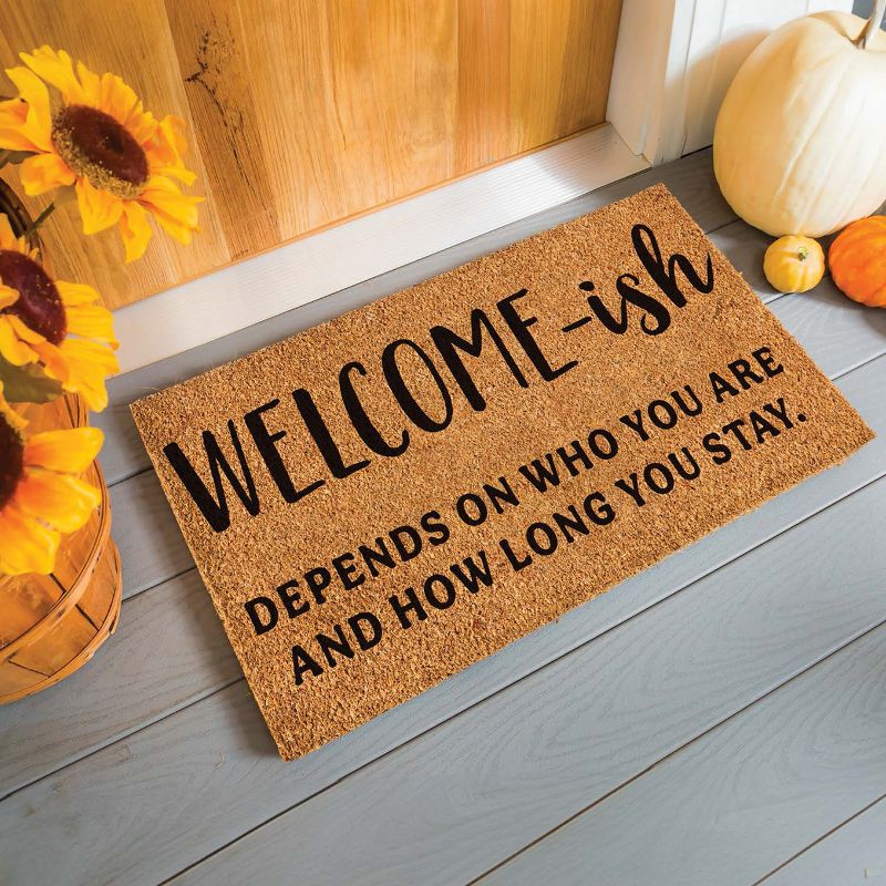 Evergreen 16 x 28 Inches Welcome-ish Door Mat | Non-Slip Rubber Backing | Dirt catching Natural Coir | Indoor and Outdoor Home Decor, 2 of 7