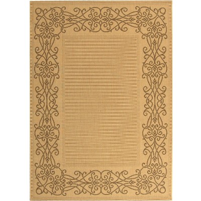 Natural Brown Rectangular Synthetic Indoor/Outdoor Rug