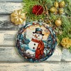 Elegant Snowman Stained Glass Themed Ceramic Christmas Ornament| OrnamentallyYou - 4 of 4