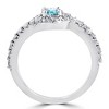 Pompeii3 1 1/2ct Blue Diamond Engagement Halo Curve Ring Set 10K White Gold - 3 of 4