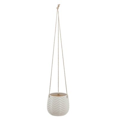Sagebrook Home 6.5" Chevron Ceramic Hanging Planter White