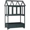 YOOCOZZ Wood Patio Portable Cold Frame with Openable Roof and Storage Box, having Movable Wheels - 4 of 4