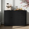 Mshliw 89.7'' Wooden Sideboard with Extendable Table, Multifunctional Storage Cabinet with 2 Doors and 3 Drawers for Living Room, Kitchen, Foyer - 3 of 4