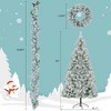 NAYSAYE 6FT Snow Flocked Artificial Christmas Tree with Garland and Wreath Hinged Design for Holiday Home Decor, White and Green, 45.7"*45.7"*72" - 3 of 4