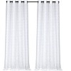 Kate Aurora 2 Piece Silver Sparkly Semi Sheer Trellis Quatrefoil Grommet Top Window Curtain Panels - 84 in. Long - 2 of 4