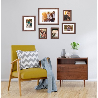 Bordeaux Dark Brown Wood 6-Piece Frame Set